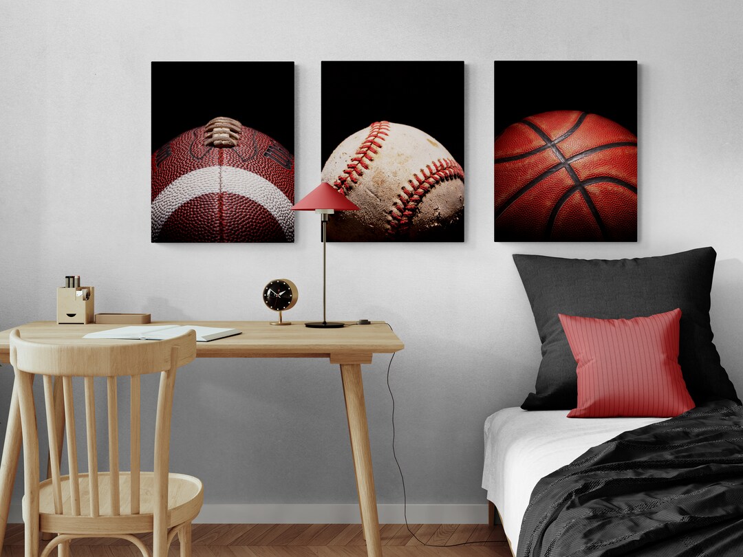 Set Of 4 Sports Art Prints - Football, Basketball, Baseball, Soccer Quotes, 8x10" Unframed Canvas Posters